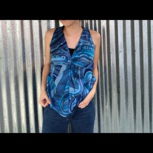 Blue silk blouse
